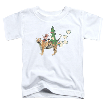 White toddler t-shirt with Uncle Grandpa Fart Hearts graphic