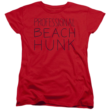Red women's t-shirt with Steven Universe Beach Hunk graphic