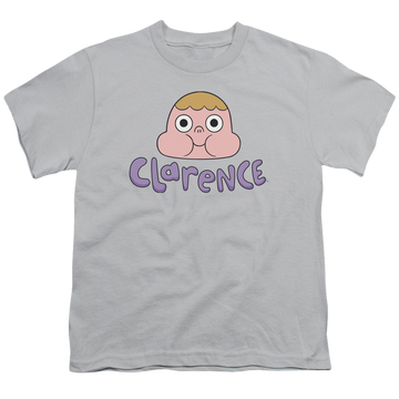 Silver youth t-shirt for ages 8 to 12 with Clarence Head graphic