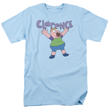 Light blue men's regular fit t-shirt with Clarence Whoo graphic