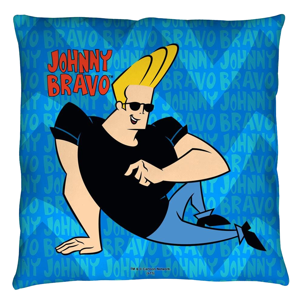 Johnny Bravo Logo Repeat Throw Pillow Throw Pillows Johnny Bravo