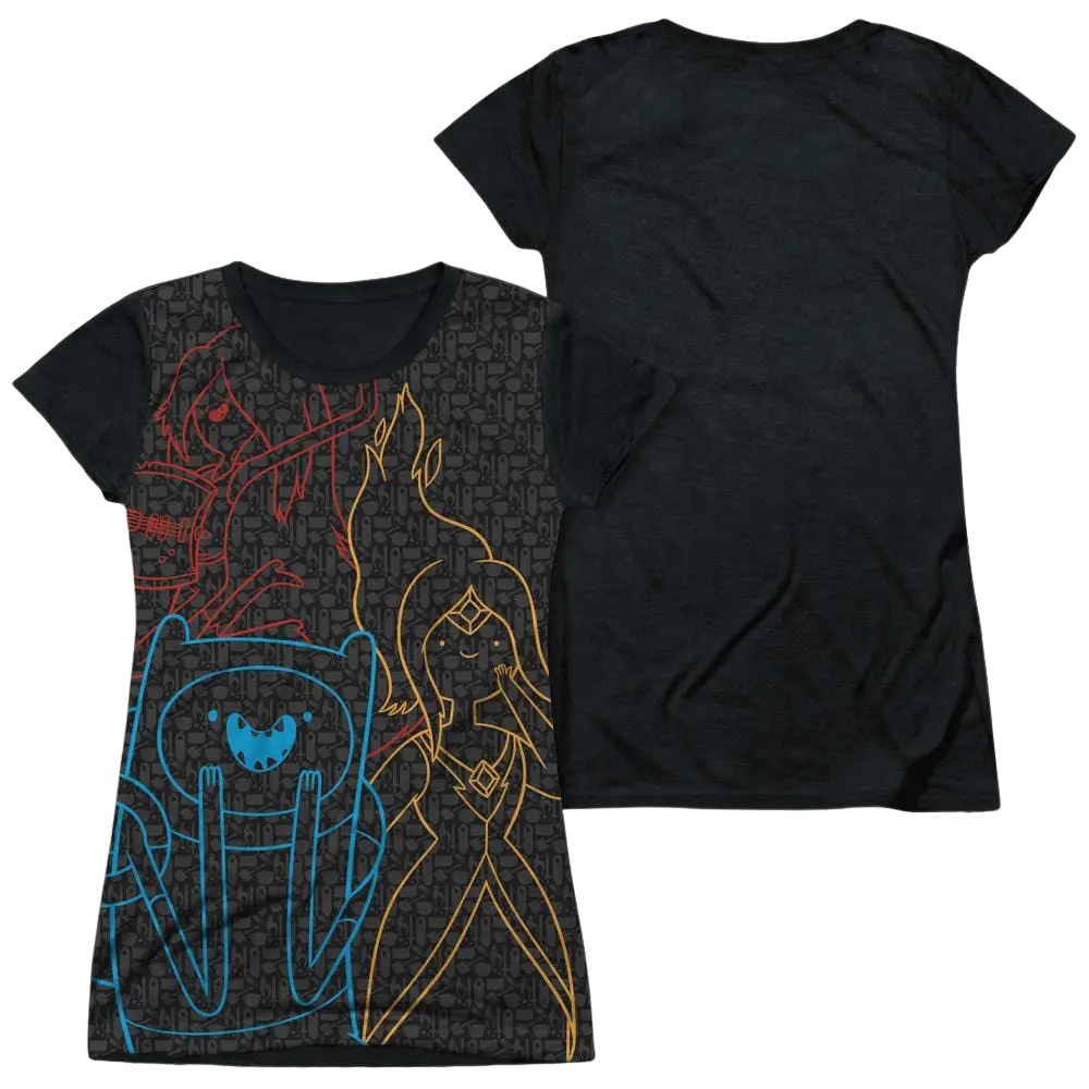Adventure Time Adventure Trio - Juniors Black Back T-Shirt Adventure Time