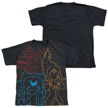 Adventure Time Adventure Trio youth black back t-shirt for ages 8 to 12