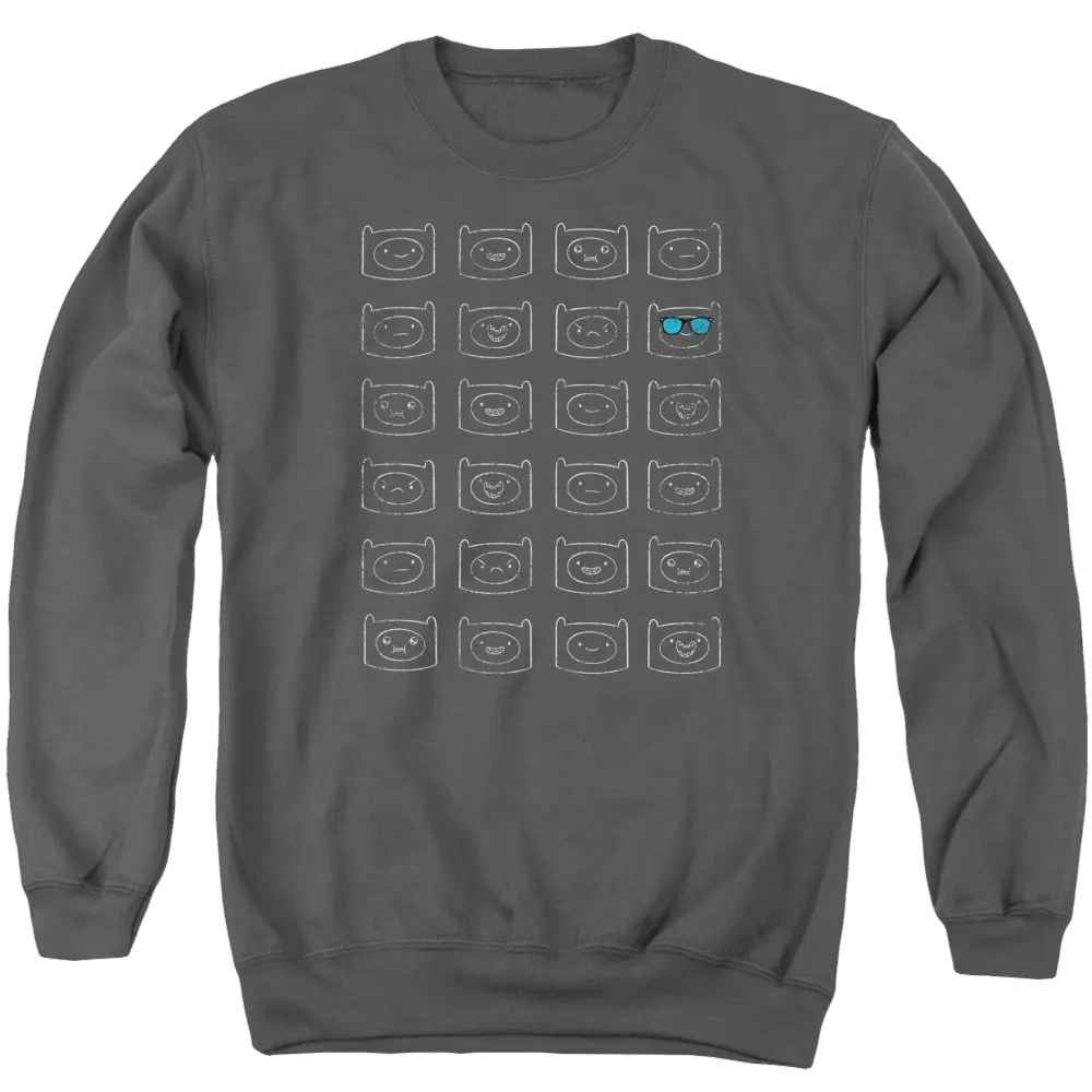 Adventure Time Finn Faces - Men's Crewneck Sweatshirt Adventure Time