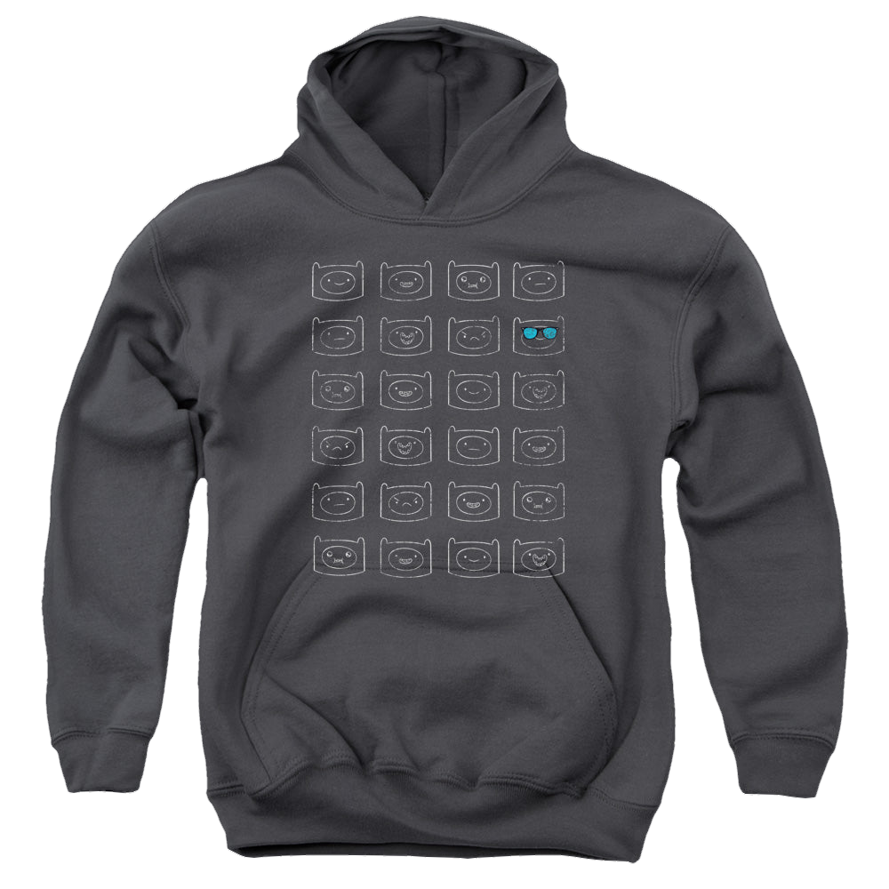 Adventure Time Finn Faces - Youth Hoodie Youth Hoodie (Ages 8-12) Adventure Time