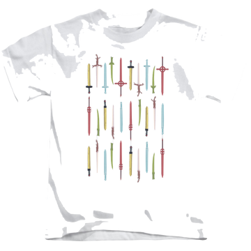 White kid's t-shirt for ages 4 to 7 with Adventure Time Swords graphic