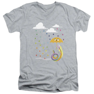 Athletic heather men's v-neck t-shirt with Adventure Time Lady In The Rain graphic