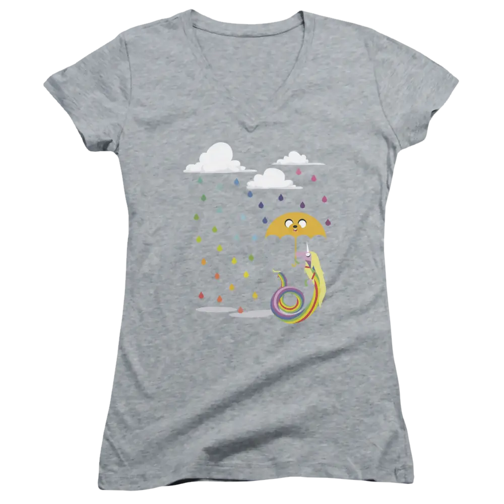 Adventure Time Lady In The Rain - Juniors V-Neck T-Shirt Adventure Time