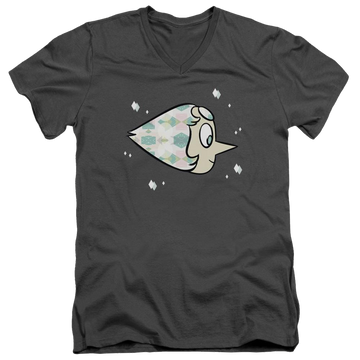 Charcoal men's v-neck t-shirt with Steven Universe Pearl graphic