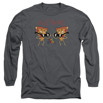 Charcoal men's long sleeve t-shirt with Uncle Grandpa Bezt Frends graphic