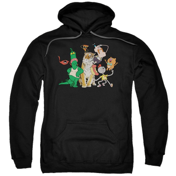 Black pullover hoodie with Uncle Grandpa Group graphic