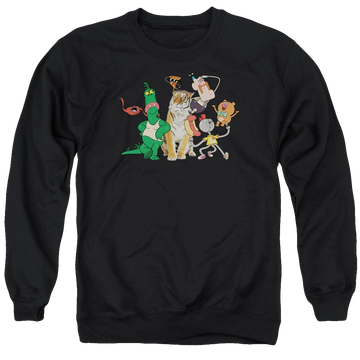 Black men's crewneck sweatshirt with Uncle Grandpa Group graphic