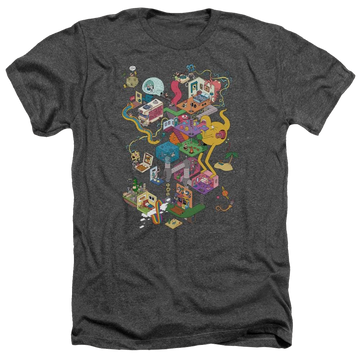 Charcoal men's heather t-shirt with Uncle Grandpa Inside The Rv graphic