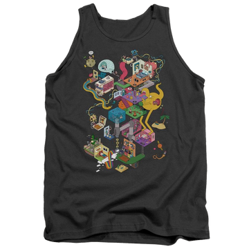 Charcoal men's tank with Uncle Grandpa Inside The Rv graphic