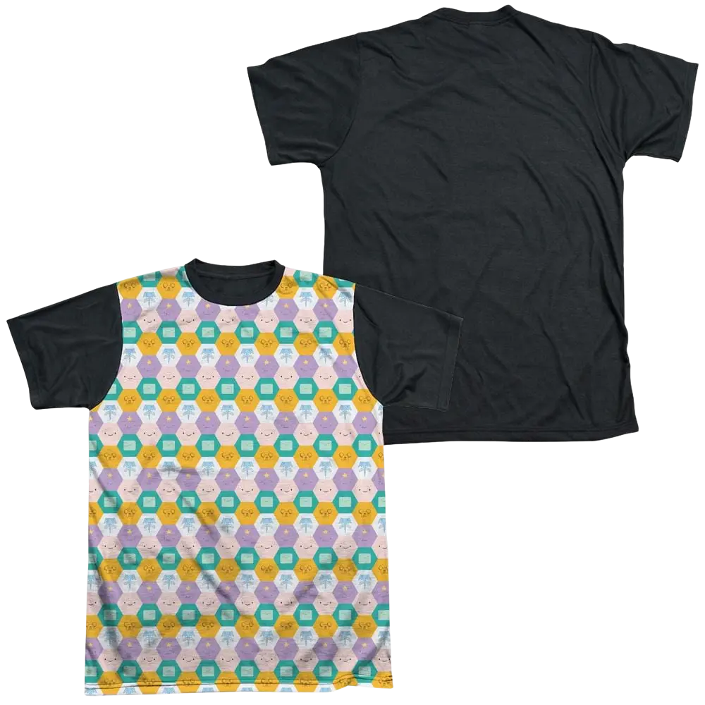 Adventure Time Hexagon Pattern - Men's Black Back T-Shirt Adventure Time