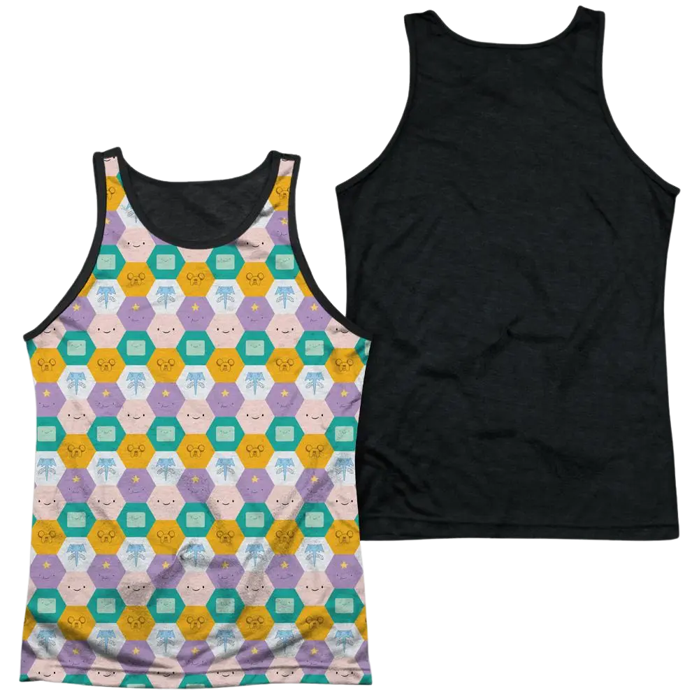 Adventure Time Hexagon Pattern Men's Black Back Tank Adventure Time