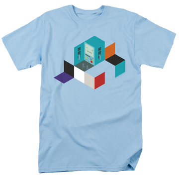 Light blue men's regular fit t-shirt with Adventure Time Bmo Blocks graphic