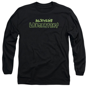 Black men's long sleeve t-shirt with Dexter's Laboratory Dexters Logo graphic