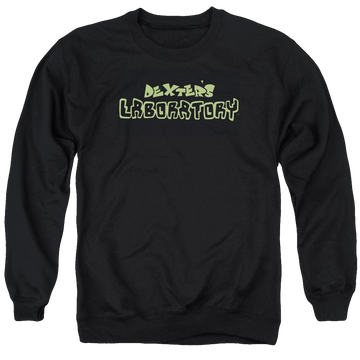 Black men's crewneck sweatshirt with Dexter's Laboratory Dexters Logo graphic