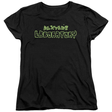 Black women's t-shirt with Dexter's Laboratory Dexters Logo graphic
