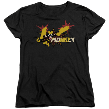 Black women's t-shirt with Dexter's Laboratory Monkey graphic
