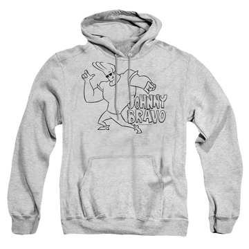 Athletic heather pullover hoodie with Johnny Bravo Jb Line Art graphic