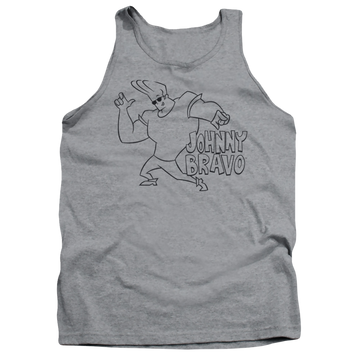 Athletic heather men's tank with Johnny Bravo Jb Line Art graphic