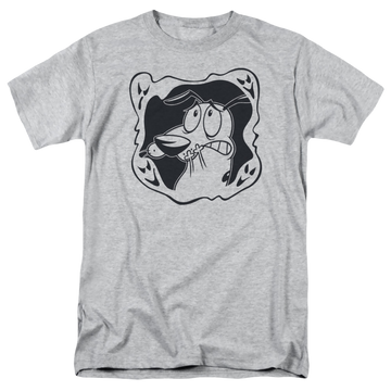Athletic heather men's regular fit t-shirt with Courage the Cowardly Dog Ghost Frame graphic