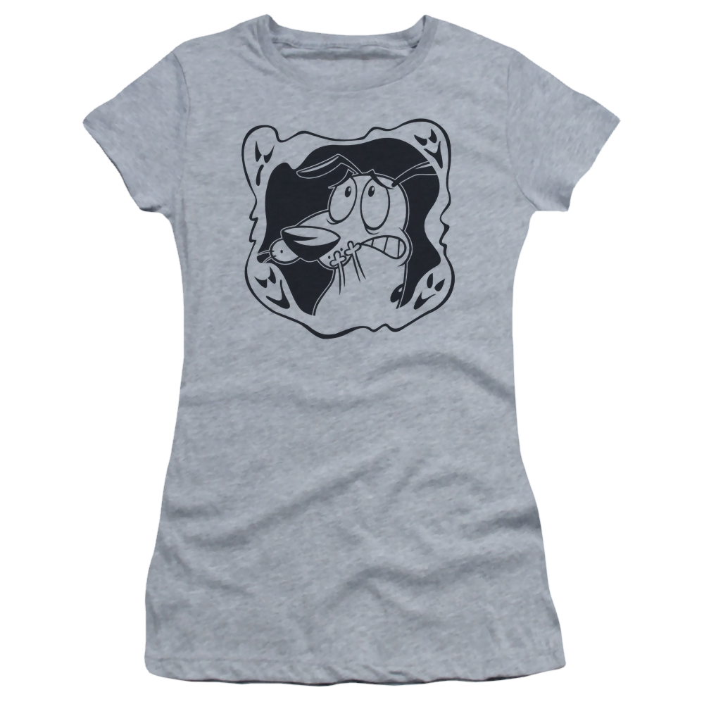 Courage The Cowardly Dog Ghost Frame - Juniors T-Shirt Juniors T-Shirt Courage the Cowardly Dog