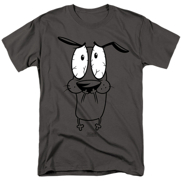 Charcoal men's regular fit t-shirt with Courage the Cowardly Dog Scared graphic