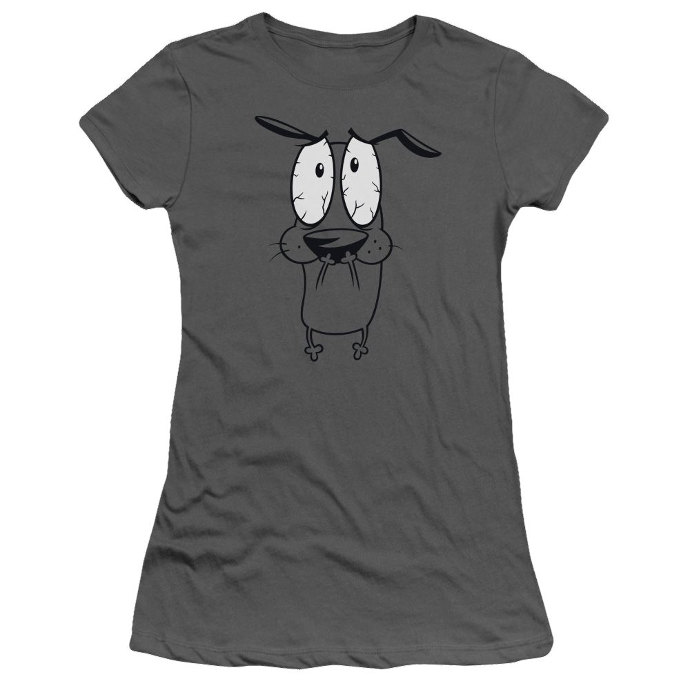 Courage The Cowardly Dog Scared - Juniors T-Shirt Juniors T-Shirt Courage the Cowardly Dog