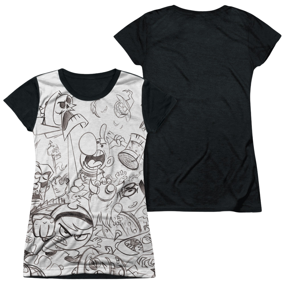 Grim Adventures of Billy & Mandy, The Brawl - Juniors Black Back T-Shirt Juniors Black Back T-Shirt The Grim Adventures of Billy & Mandy