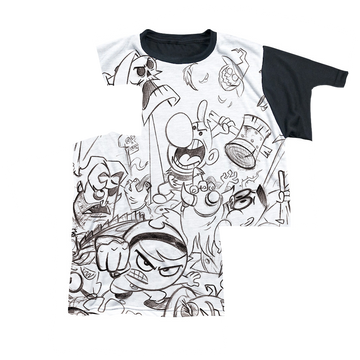 The Grim Adventures of Billy & Mandy Brawl youth black back t-shirt for ages 8 to 12