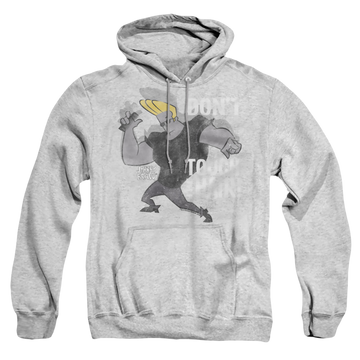Athletic heather pullover hoodie with Johnny Bravo Hair graphic