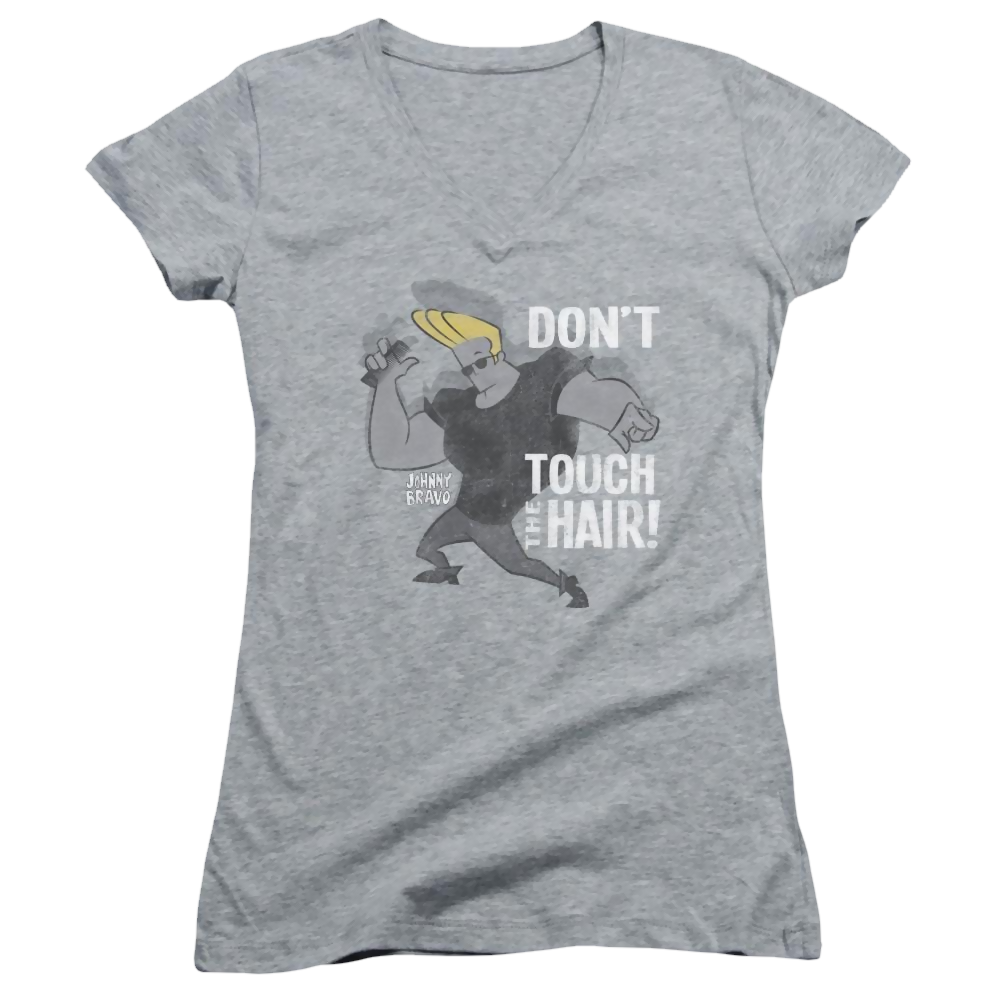Johnny Bravo Hair Juniors V-Neck T-Shirt Juniors V-Neck T-Shirt Johnny Bravo