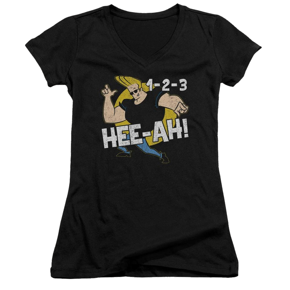 Johnny Bravo 123 Juniors V-Neck T-Shirt Juniors V-Neck T-Shirt Johnny Bravo