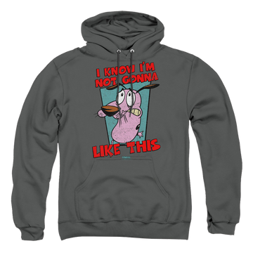 Charcoal pullover hoodie with Courage the Cowardly Dog Not Gonna Like graphic