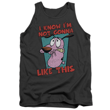 Charcoal men's tank with Courage the Cowardly Dog Not Gonna Like graphic