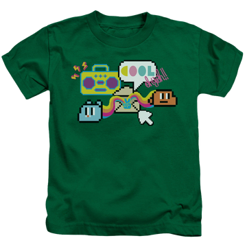 Kelly green kid's t-shirt for ages 4 to 7 with The Amazing World of Gumball Cool Oh Yeah graphic