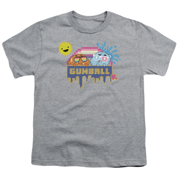 Athletic heather youth t-shirt for ages 8 to 12 with The Amazing World of Gumball Sunshine graphic