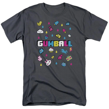 Charcoal men's regular fit t-shirt with The Amazing World of Gumball Fun Drops graphic