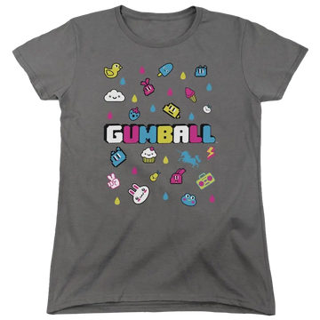Charcoal women's t-shirt with The Amazing World of Gumball Fun Drops graphic