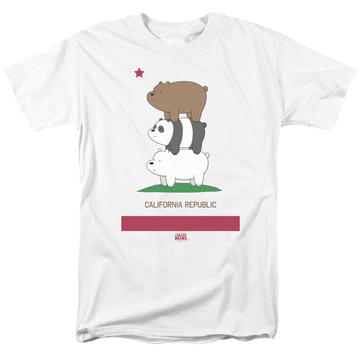 White men's regular fit t-shirt with We Bare Bears Cali Stack graphic