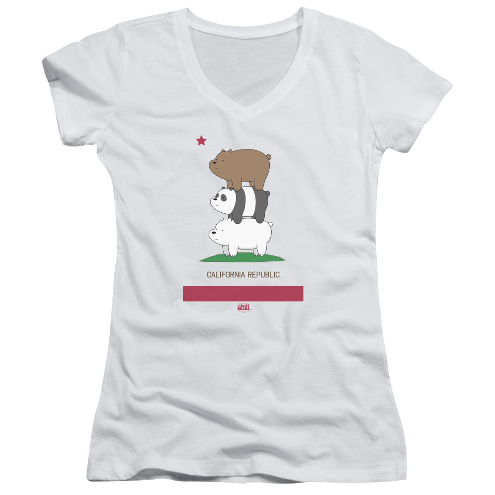 We Bare Bears Cali Stack Juniors V-Neck T-Shirt Juniors V-Neck T-Shirt We Bare Bears