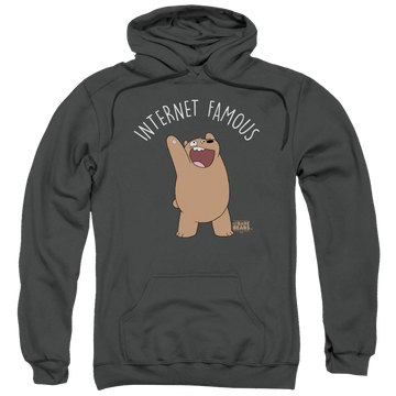 Charcoal pullover hoodie with We Bare Bears Internet Famous graphic