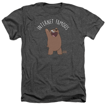 Charcoal men's heather t-shirt with We Bare Bears Internet Famous graphic