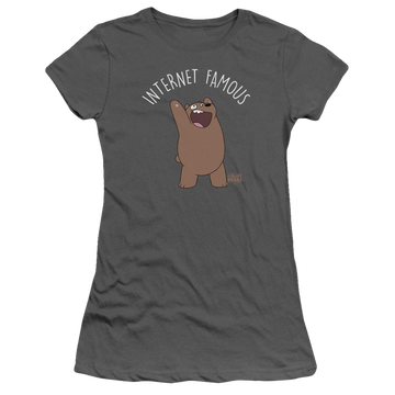 Charcoal juniors t-shirt with We Bare Bears Internet Famous graphic