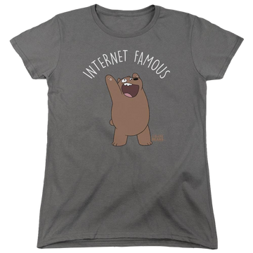 Charcoal women's t-shirt with We Bare Bears Internet Famous graphic