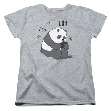 Athletic heather women's t-shirt with We Bare Bears Like Like graphic