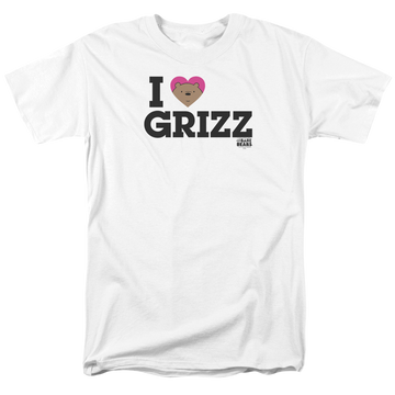 White men's regular fit t-shirt with We Bare Bears Heart Grizz graphic